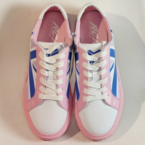 John Richmond pink & blue printed leather union jack sneakers, EU41, NWT, SS23 - Picture 4 of 10